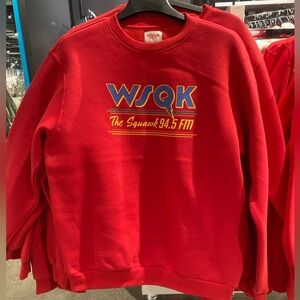 Netflix x Stranger Things WSQK The Squawk Radio Red Crew Neck Sweatshirt New